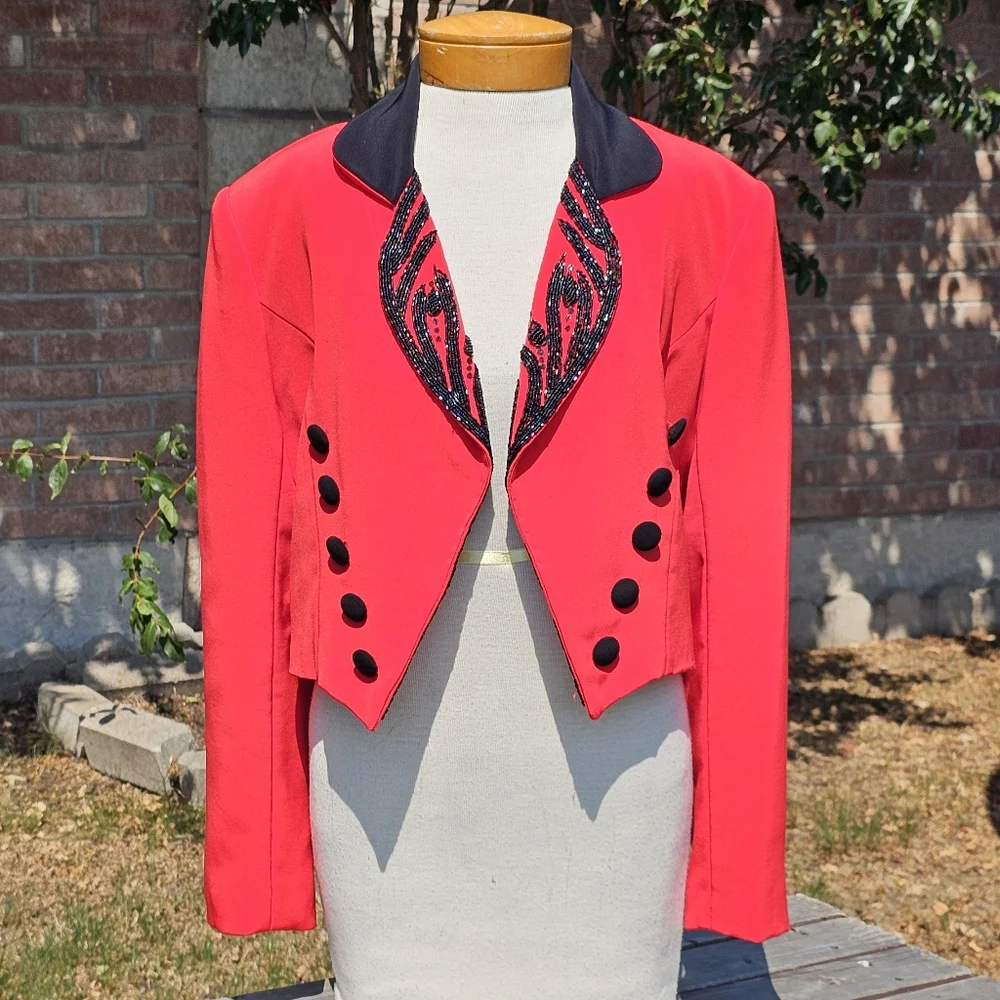 Bellissima Couture vtg. red beaded jacket - Picture 4 of 8